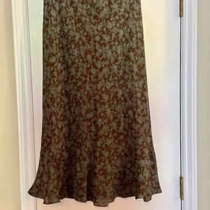 Sundance Brown and teal Floral Tulip Hem Skirt